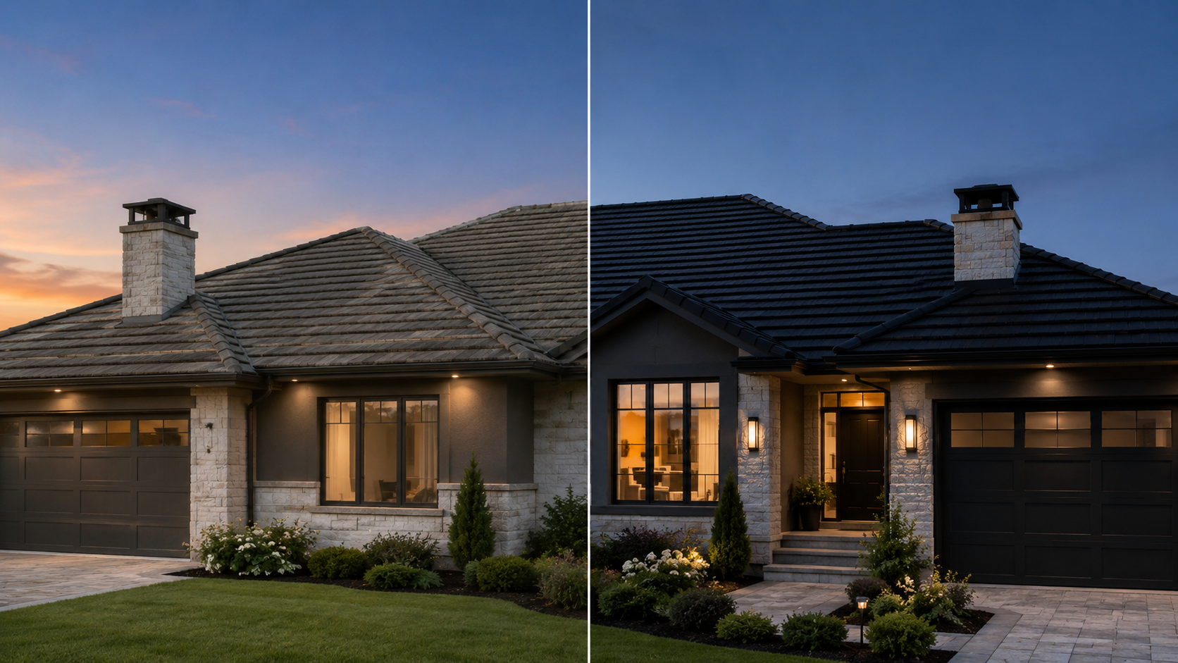 Before-and-after of a restored roof in Brisbane